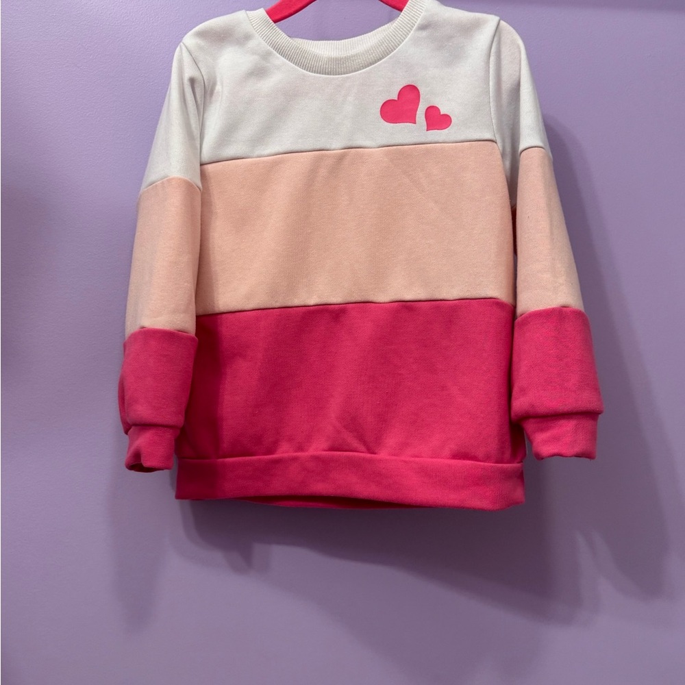 Kids Color Block Sweatshirt with Heart Design
